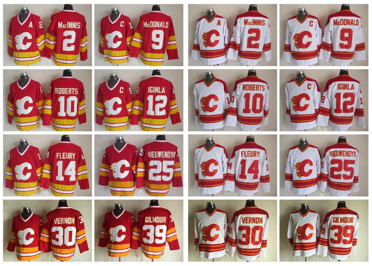 2019 Calgary Flames Hockey Jerseys CCM Vintage 25 Joe Nieuwendyk 10 Gary Roberts 14 Theoren 