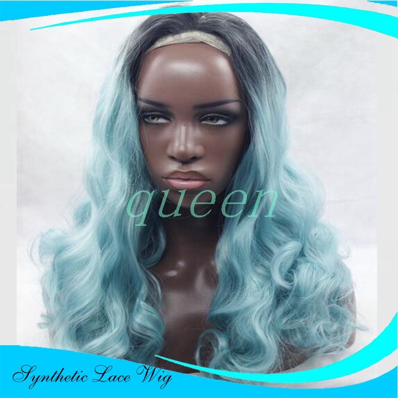 Kylie Jenner Minty Green Hair Wig Ombre Synthetic Lace Front Wigs