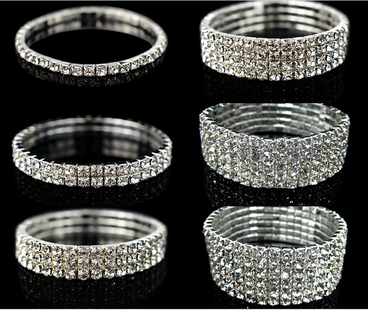 Sparkly Rhinestones Stretch Bangle Wedding Bracelets Bridal Jewelry