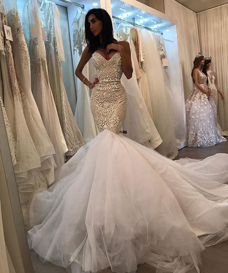 mermaid wedding dress with tulle skirt