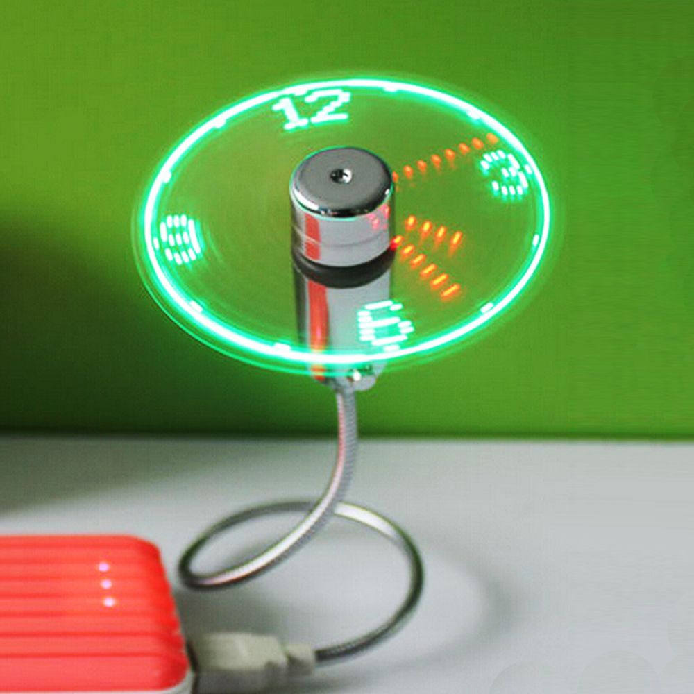 Creative Adjustable Mini USB Fans With LED Time LED Clock Fan LED Light