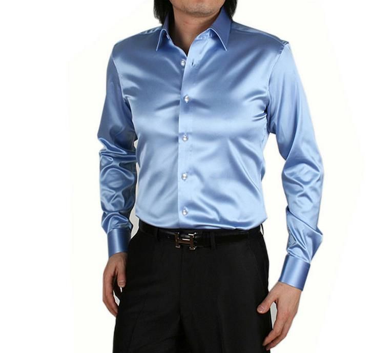 2018 2017 New Fashion Mens Fashion Silk Designer Shining Loose Dress