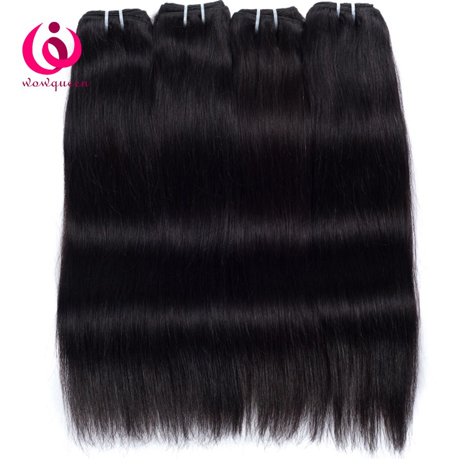 Unprocessed Indian Human Weave Hair Straiht 4bundles Wow Queen