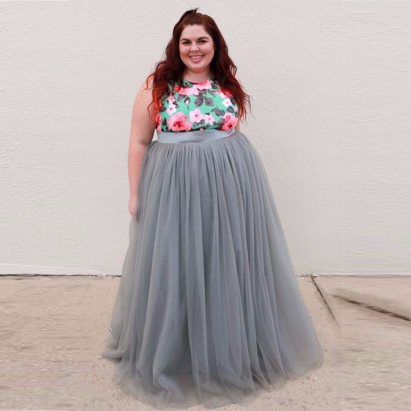 plus size tulle maxi skirt