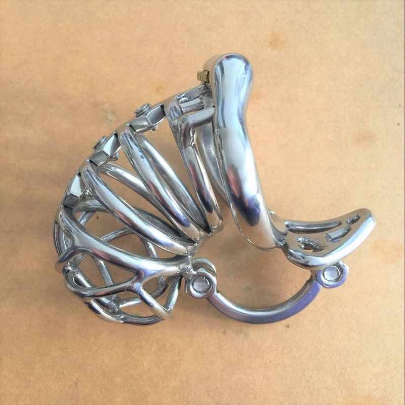 Doppia serratura nuova di modo dell'acciaio inossidabile di disegno Chastity Belt maschile Chastity dispositivo di metallo Pene Castità Cage Blocco anello giocattoli del sesso gli uomini