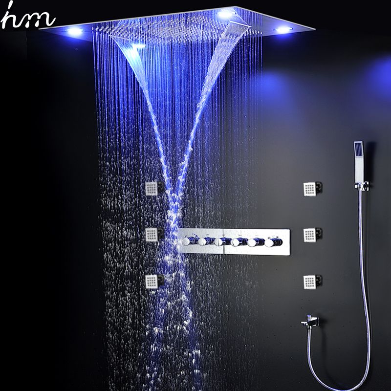 Großhandel Luxus Thermostat Led Dusche Set Decke Einbau 4 ...