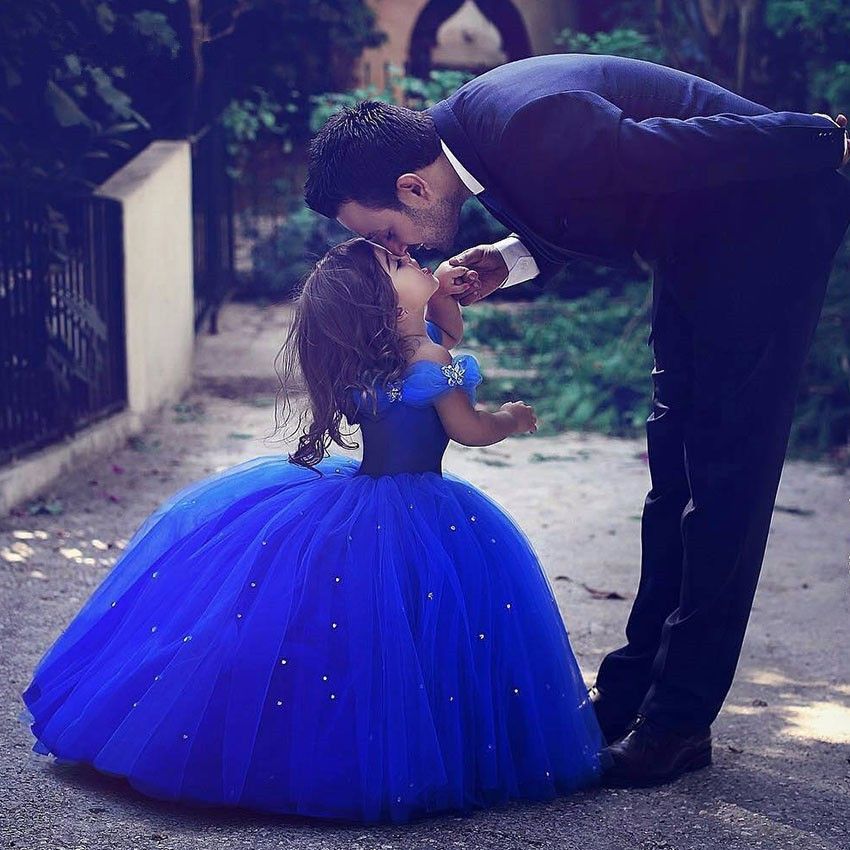 Royal Blue Flower Girl Dresses For Weddings Cinderella Girls Dress Princess Children Party Ball