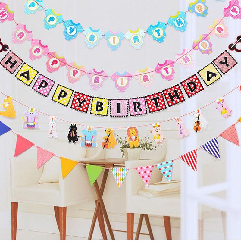 2019 Baby  Shower Cute Bunting Banner Dress Boy  Girl Animal 