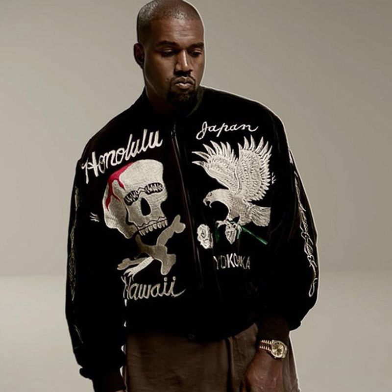 Kanye West Bomber Jacket Men Skeleton Skull Popular Hip Hop Ghost Hawaii Alpha Wwii Pilote Veste
