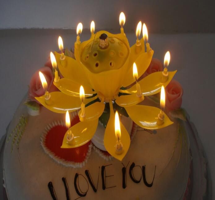 Acheter Art Musical Bougie Fleur De Lotus Joyeux Anniversaire Cadeau Fete Rotative Decoration Bougies Lampe 5 Couleurs New De 6 64 Du Auspicious Shop Fr Dhgate Com