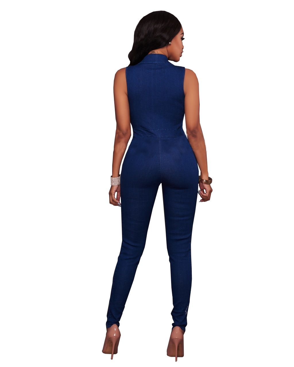 Acquistare Tuta Intera In Denim Con Maniche Lunghe Con Scollo A V, Stile  Europeo Con Cerniera Sottile, Sexy Donna Con Maniche Lunghe In Jeans  Economico | Consegna Veloce E Qualità | DHgate Italy