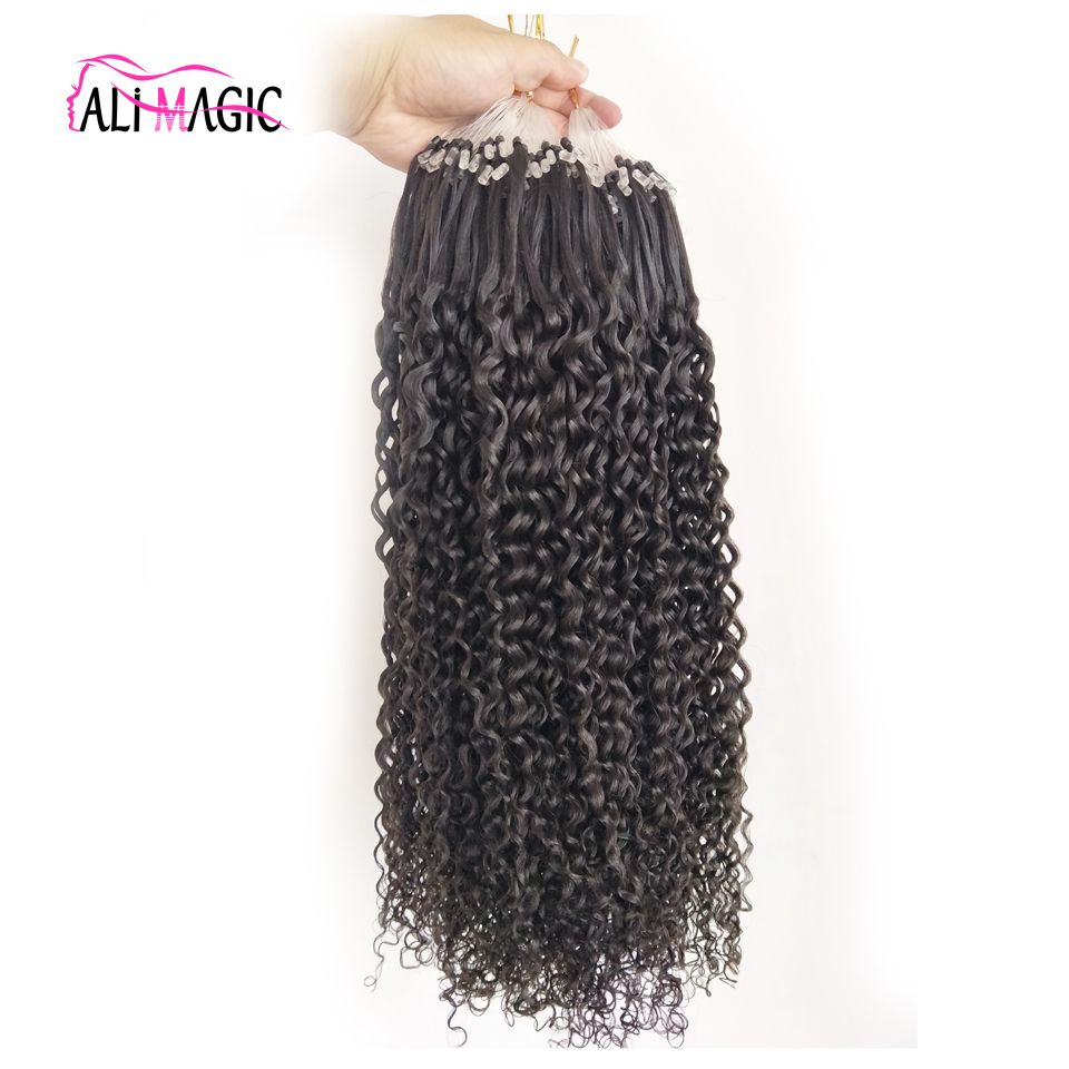 100g 1g/S Remy Human Kinky Curly Micro Ring Loop Hair Extensions Virgin