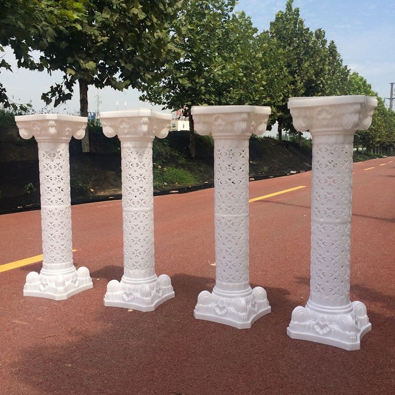 Hollow Flower Design Roman Columns White Color Plastic Pillars