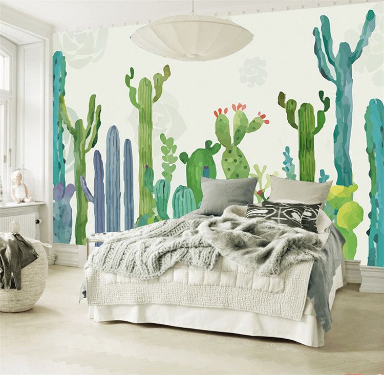 Acheter Grand 3d Cacti Murales Photo Papier Peint Pour Salon Cactus