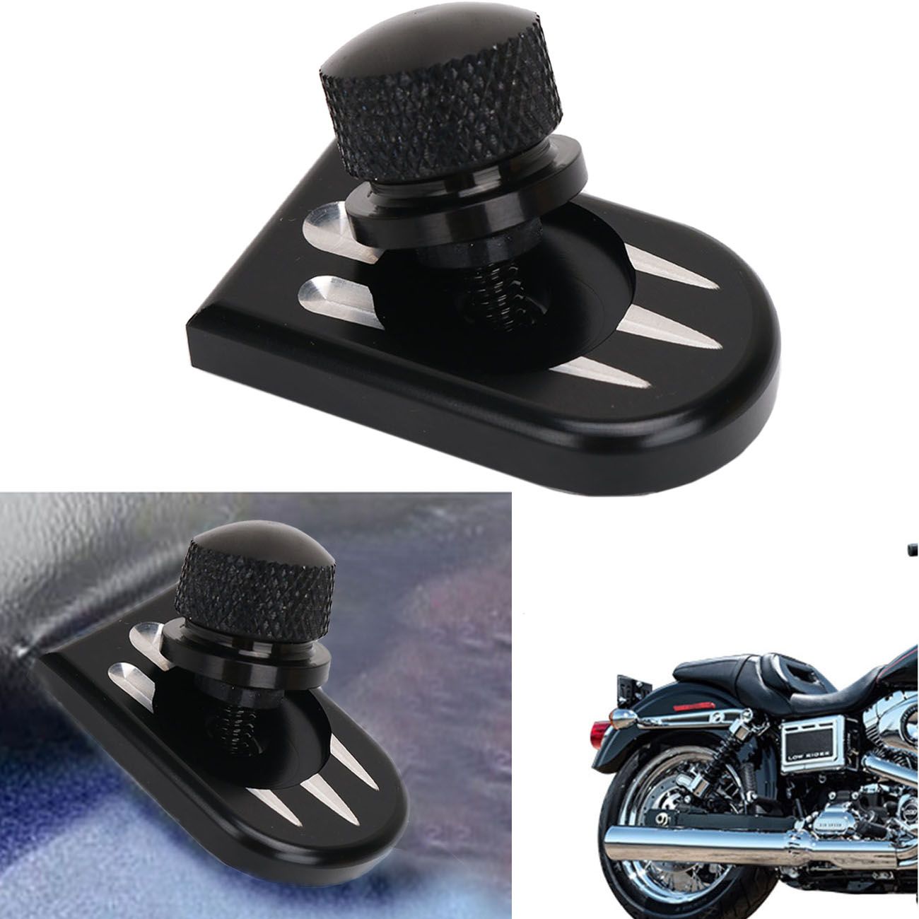 2019 Black Edge Deep Cut Motorcycle Seat Bolt Tab Screw ...