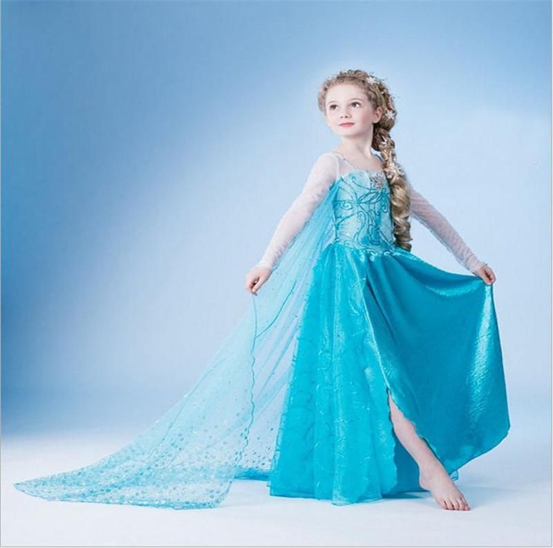 Frozen Dresses Long Sleeves Dress Show Skirts Spring And Summer Girls Dress 2017 Europe And The