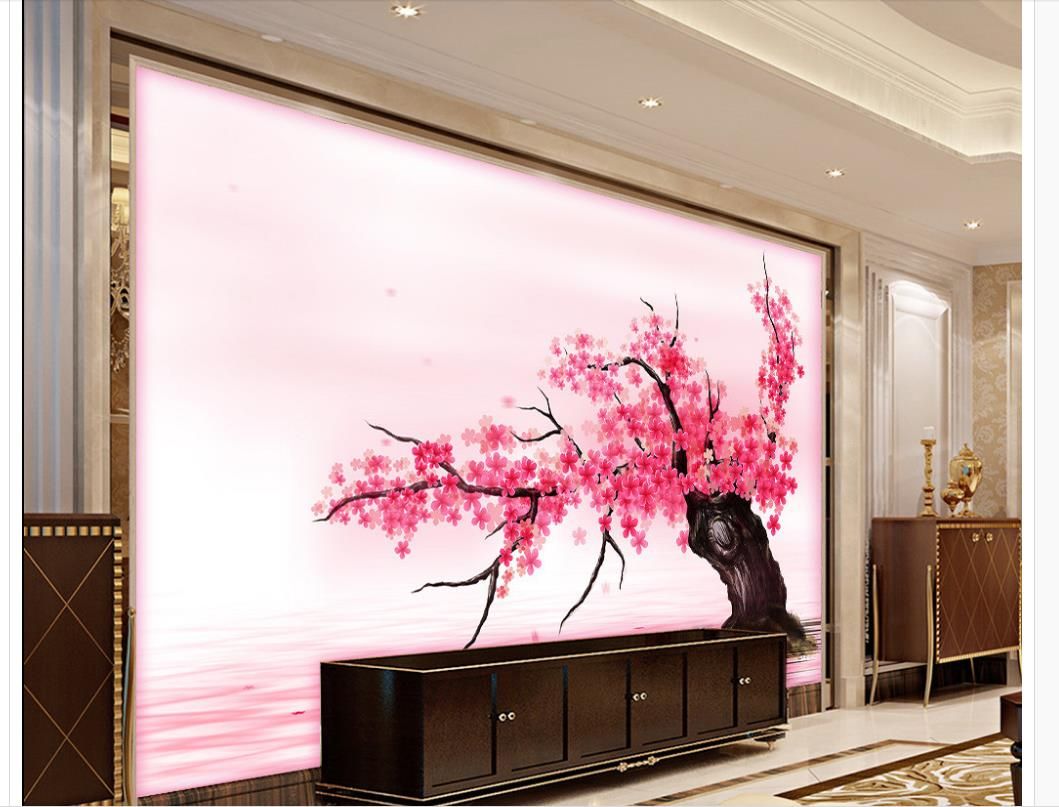 Customized Wallpaper For Walls Pink Romantic Cherry Blossom Tv Customized Wallpaper For Walls Pink Romantic Cherry Blossom Tv