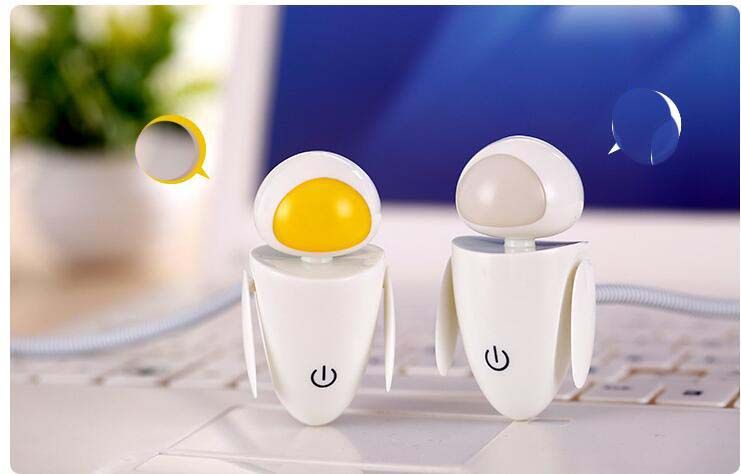 Flexible Bright LED USB Mini Robot Light Lamp For Laptop PC Desk Reading Yellow White 0001