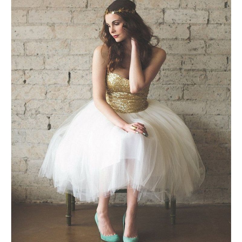 gold tea length dresses