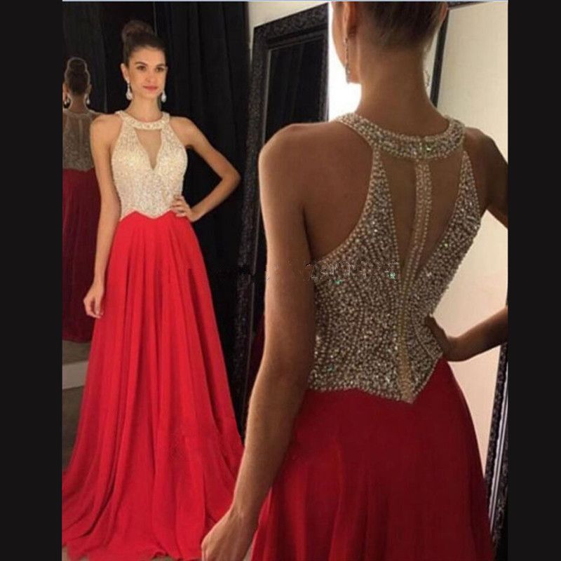 Compra Vestido De Fiesta Largo Rojo Con Cristales Y Perlas Vestido De Noche  Largo Rojo Royal Blue Vestido De Noche Barato | Entrega Rápida Y Calidad |  Es.Dhgate