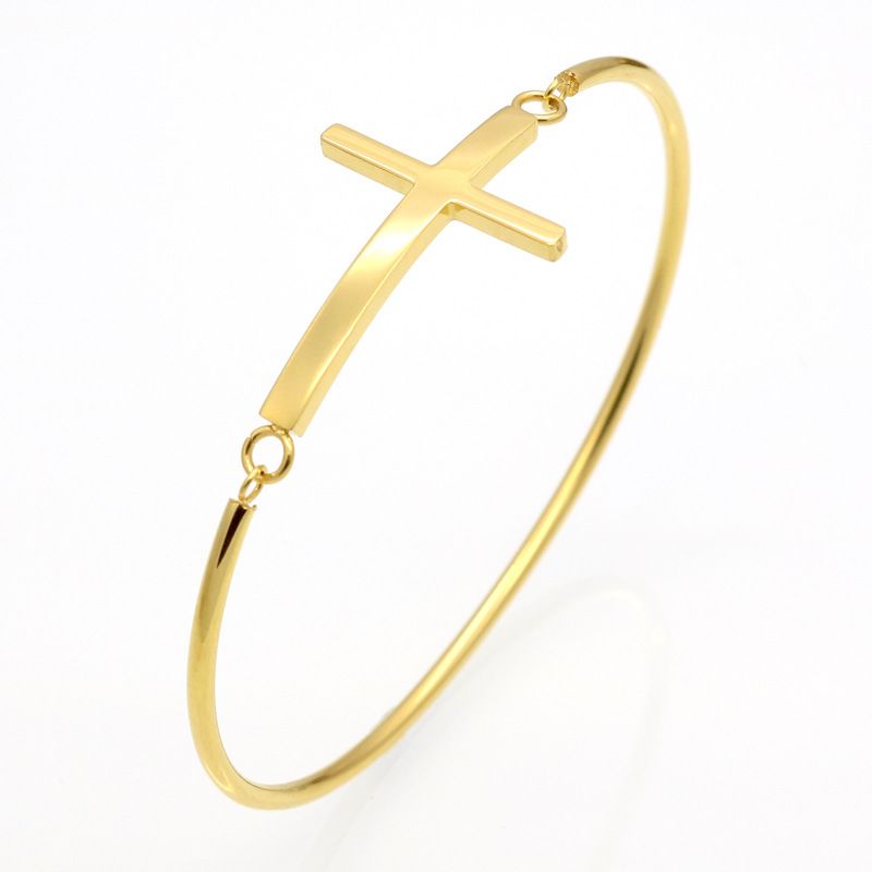 Fashion Gold Sideways Cross Faith Christian Stainless Steel Cross ...