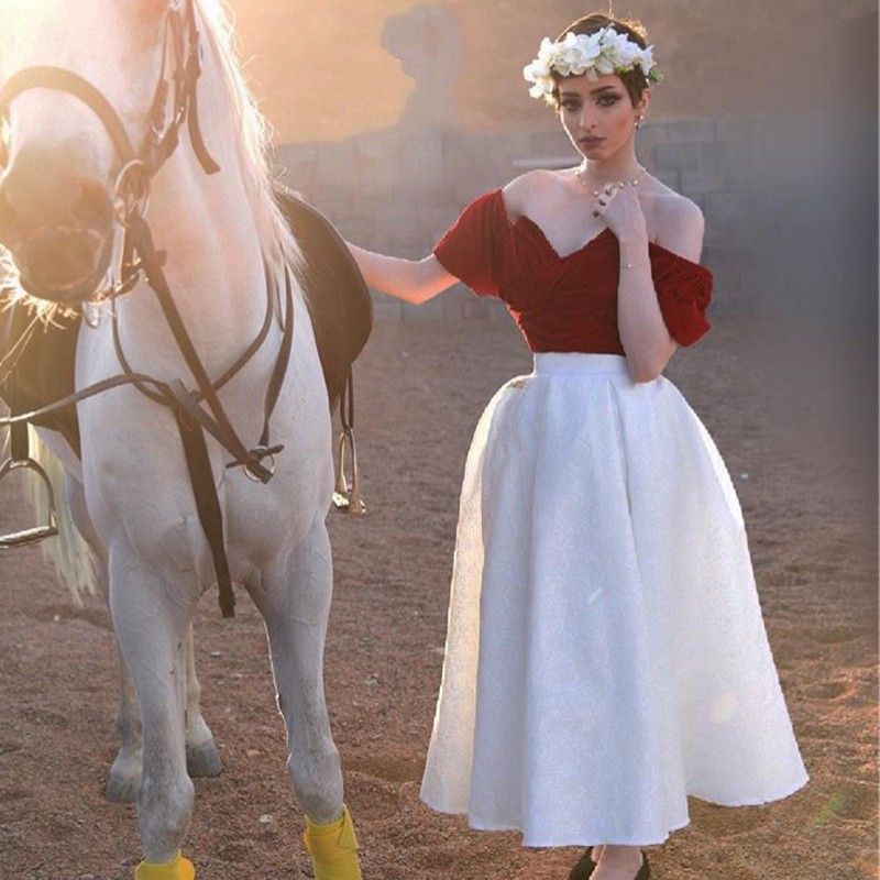 1950s White Off the Shoulder Dress