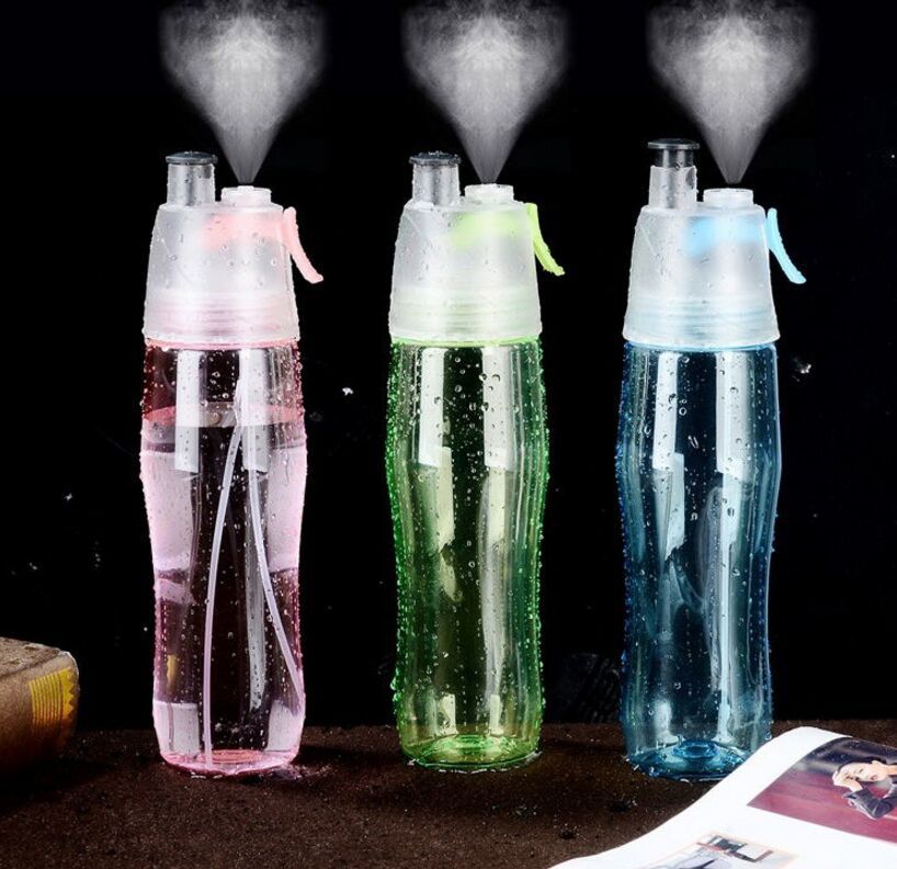 2021 700ML Water Drinking Bottle Misting Spray Healthy Sport Gym Cycling Camping Hiking