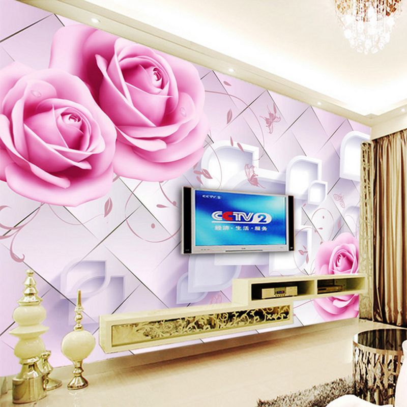 Custom Photo Wall Mural Modern Design High Quality 3d Room Wallpaper For Walls 3d Romantic Painting Pink Rose Floral Living Room Fresco Free Computer