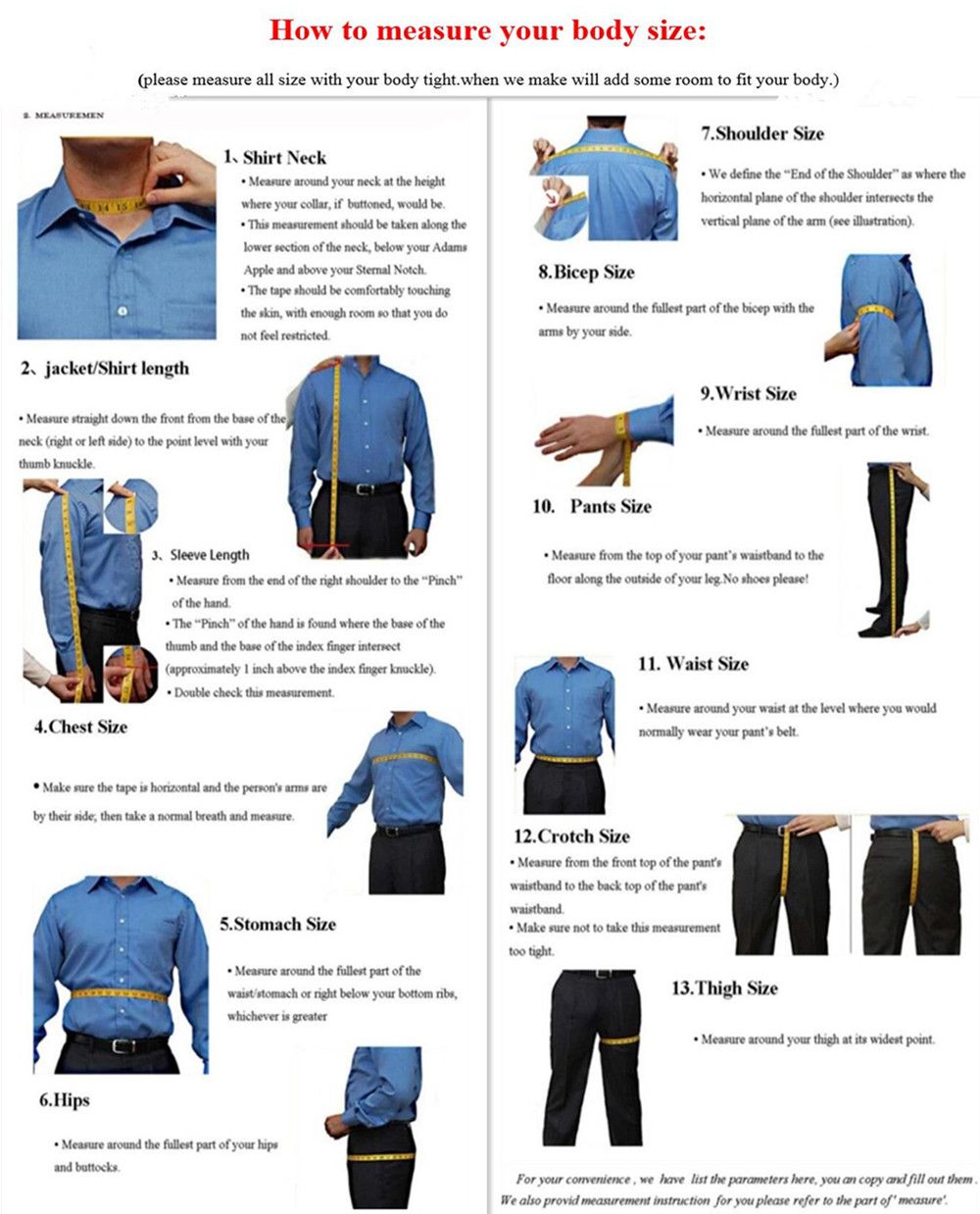 how to measure for tuxedo jacket