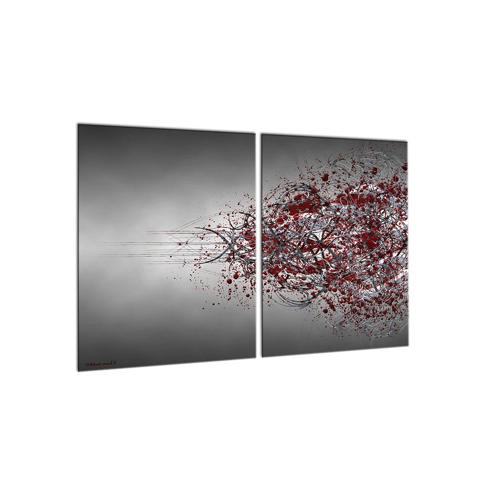 Modern Wall Art Picture Red & Gray Canvas Painting Cool Abstract Spray