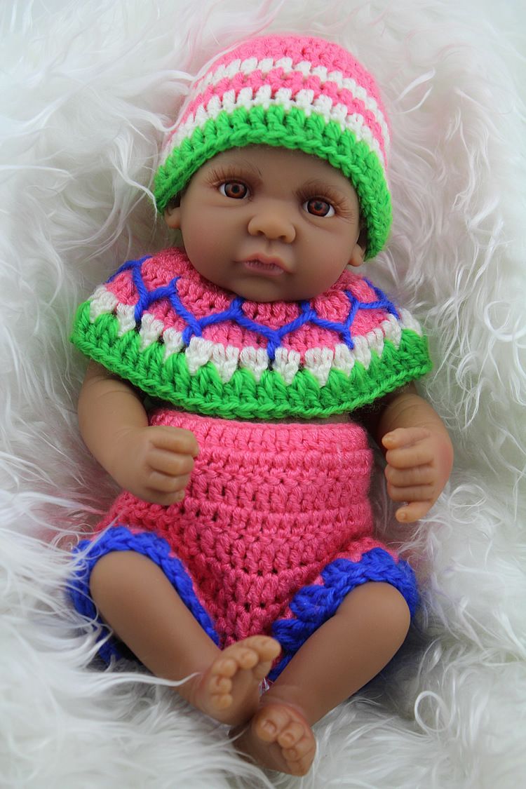 28cm Realistic Reborn Black Baby Doll Soft Silicone Vinyl