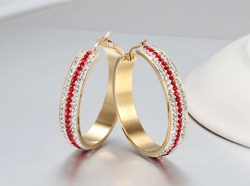 Frauen Kristall Ohrringe Mode Gold Farbe Große Reifen Ohrringe Edelstahl Punk Rock Ohrringe Großhandel