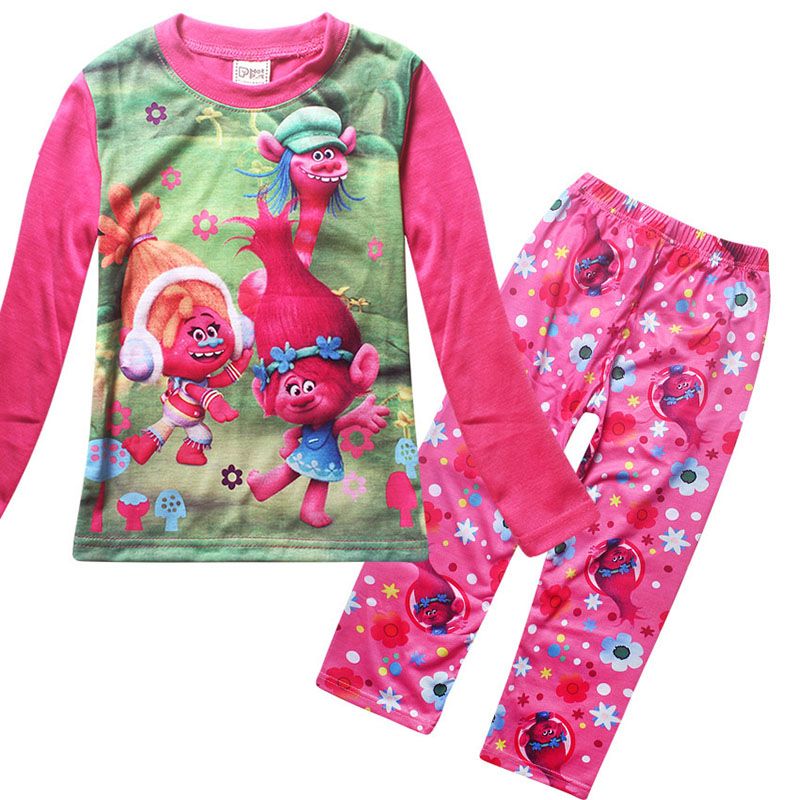 Christmas Trolls Poppy Branch Boy Girl Stripe Pajamas Sets Cotton