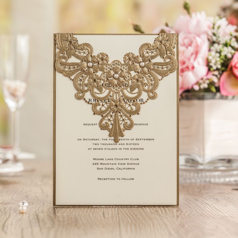 wholesale elegant gold wedding invitations card 2016 new luxury