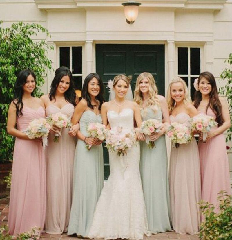 pink and green bridesmaid dresses