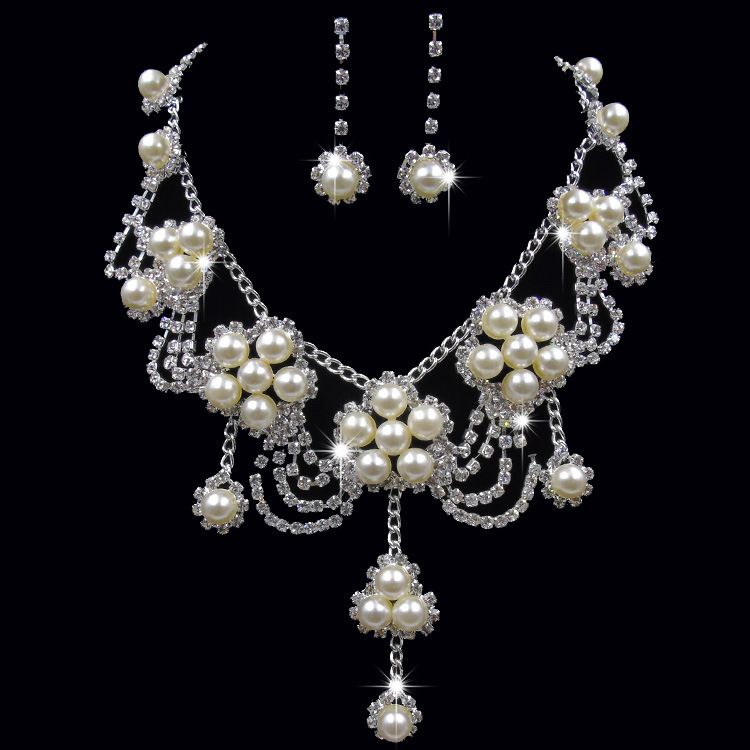 pearl necklace and earrings