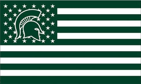 Michigan State Spartans Stars & Stripes Flag - 3' X 5' Polyester Banner With Grommets - View #9