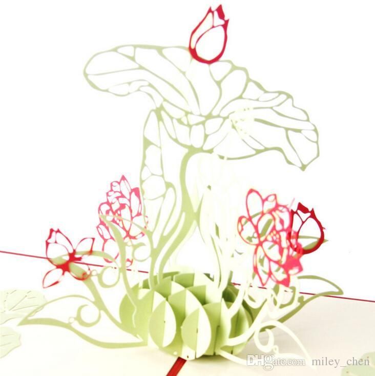 greeting card 3d pop up card lotus flower birthday mothers day