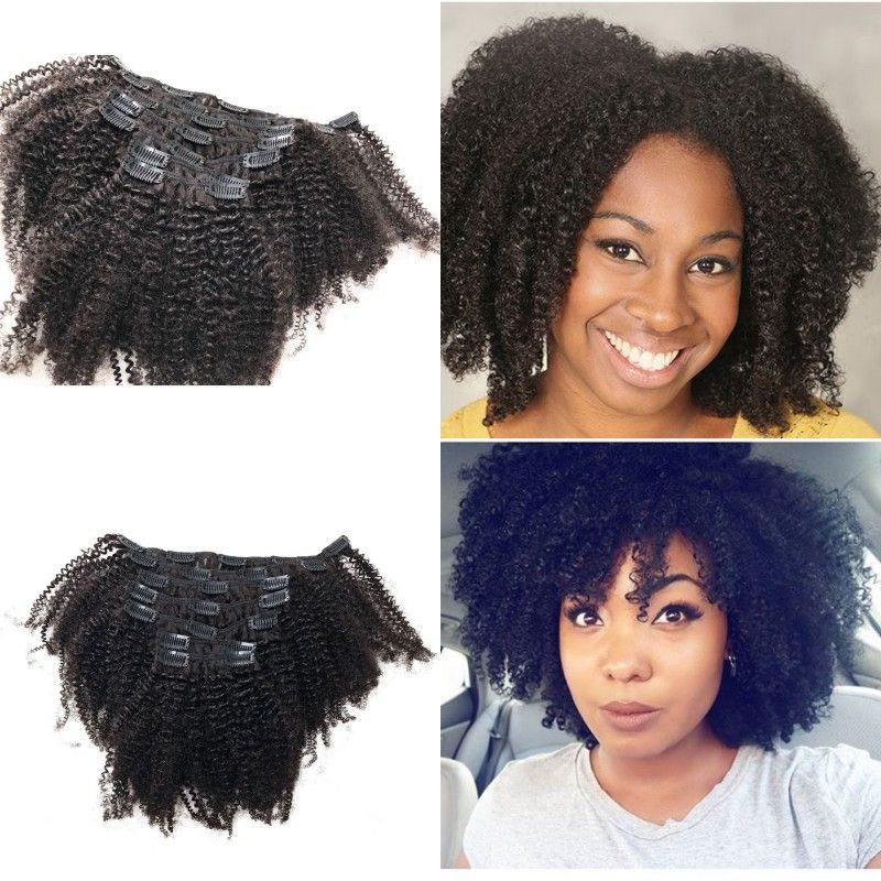 Brazilian Virgin Clip In Hair Extensions 120g Afro Kinky ...