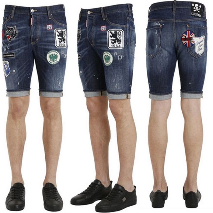 Patches Denim Shorts Cool Guy Embroidery Tiger Lion Maple Leaf
