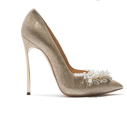Acquista Decollete Da Donna Glitterate Impreziosite Da Perle Tacco Da Sposa Tacco 12 Cm In Metallo Con Tacco A Punta Scarpe Da Sera In Oro Bianco A 61,27 € Dal Lttlhighheelshoes | DHgate.Com