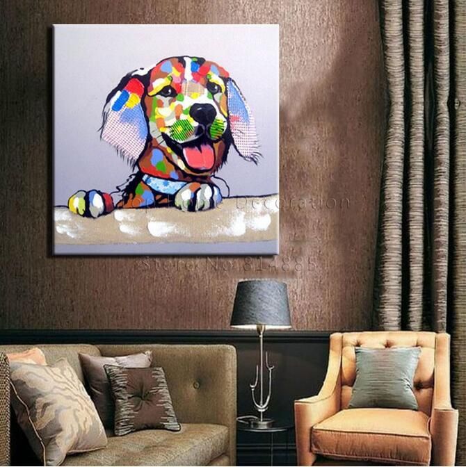 2021 Dog Cartoon Canvas Painting Texture 100 Hand Painted Modern Abstract Oil Painting On