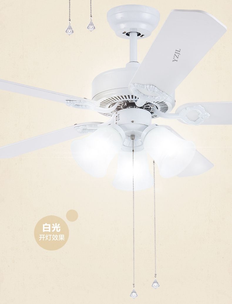 2019 Retro White Led Lights Chandelier Fan Minimalist Living Room