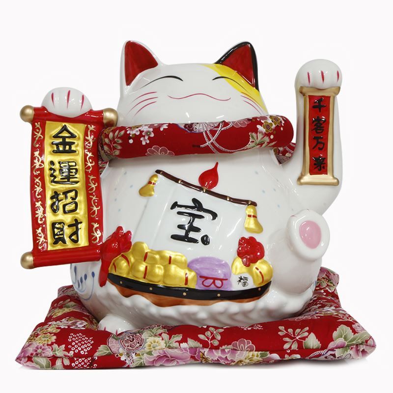 Stealing Coin Cat Piggy Bank Lucky Cat Ornament Bright Red