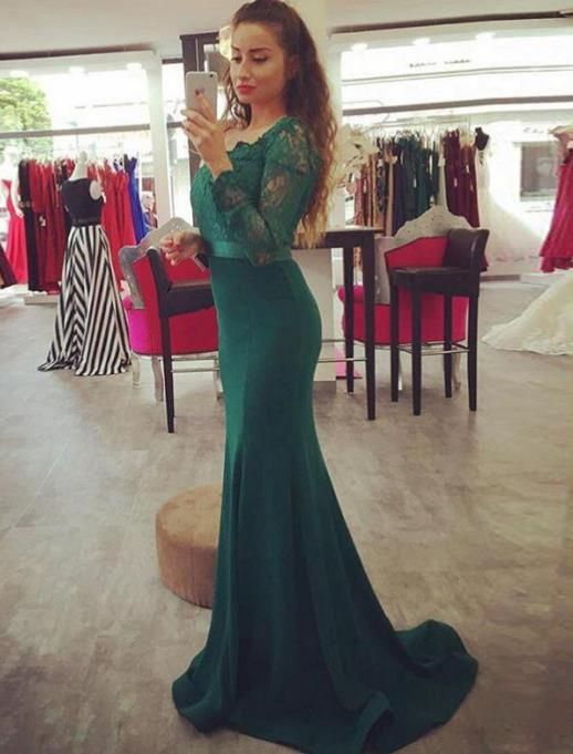 Compre Envío Rápido Vestidos De Noche De Manga Larga Con Cuello En V  Vestidos De Noche De Encaje Por Encargo Elegante Formal Largo Vestidos De Fiesta  Vestido De Fiesta Sexy A 133,12