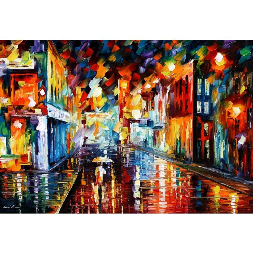 Großhandel Moderne Landschaft Gemälde Stadt Unter Regen Leonid Afremov Reproduktion Leinwand Kunst Handbemalte Wohnkultur Von Reeme $102 52 Auf De Dhgate