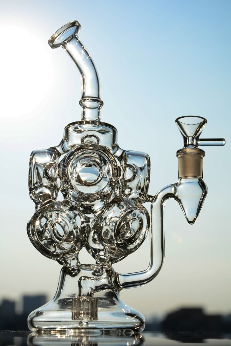 2019 Cool Fab Egg Recycler Dab Rig Thick Glass Water Pipe With Multi