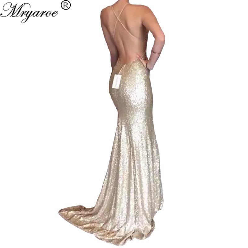champagne gold shimmer backless gown