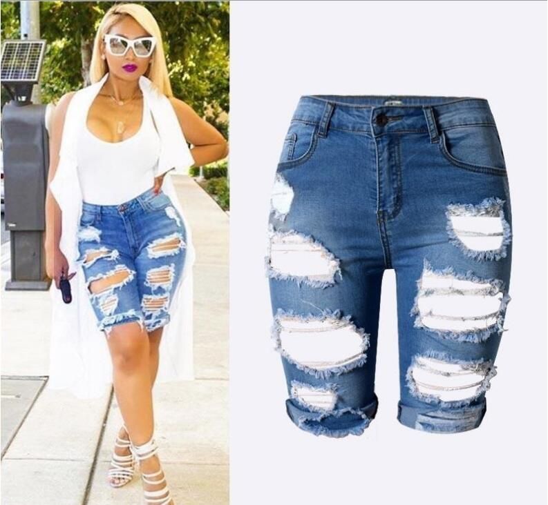 Acquistare Pantaloni Da Donna Leggings Elastico Con Buco Pantaloni Stile  Harajuku Casual Street Style Pantaloncini Di Jeans Blu Strappati Boyfriend  Jeans Economico | Consegna Veloce E Qualità | It.Dhgate