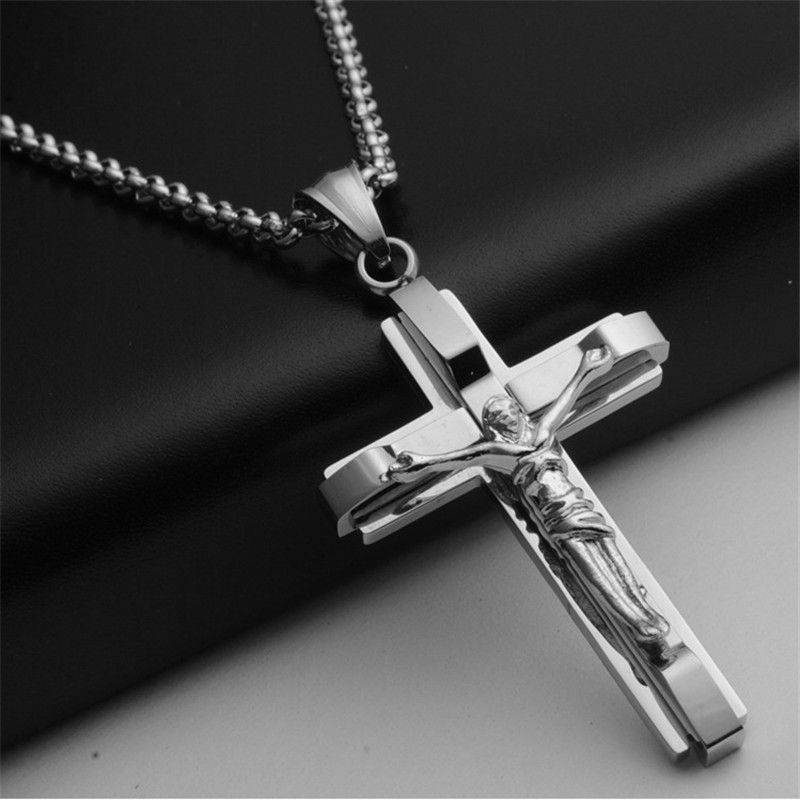 Whole Big And Heavy Chunky Chain Silver Stainless Steel Jewelry Big And Heavy Chunky Chain Silver Stainless Steel Jewelry Crucifix New Men S Cross Pendant Necklace For